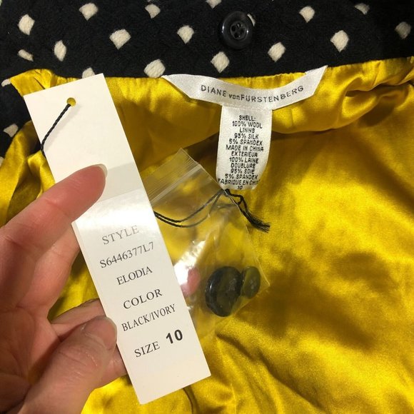 NEW Diane von Furstenberg Womens 10  Elodia Coat Jacket Black Wool #S6446377L7 - Picture 9 of 11